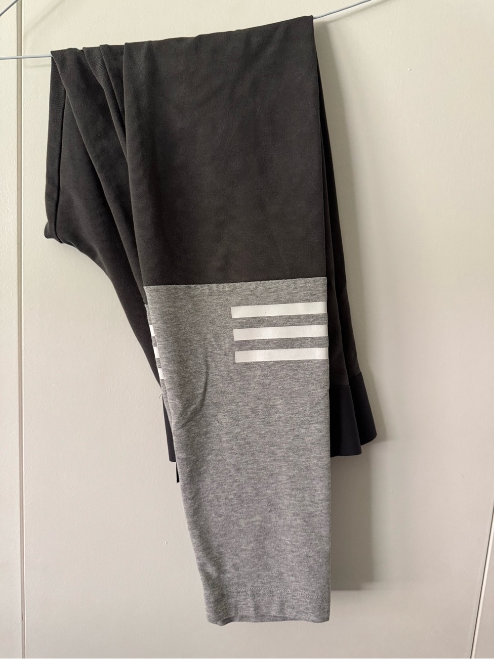 Adidas gray athletic Leggings with white stripes